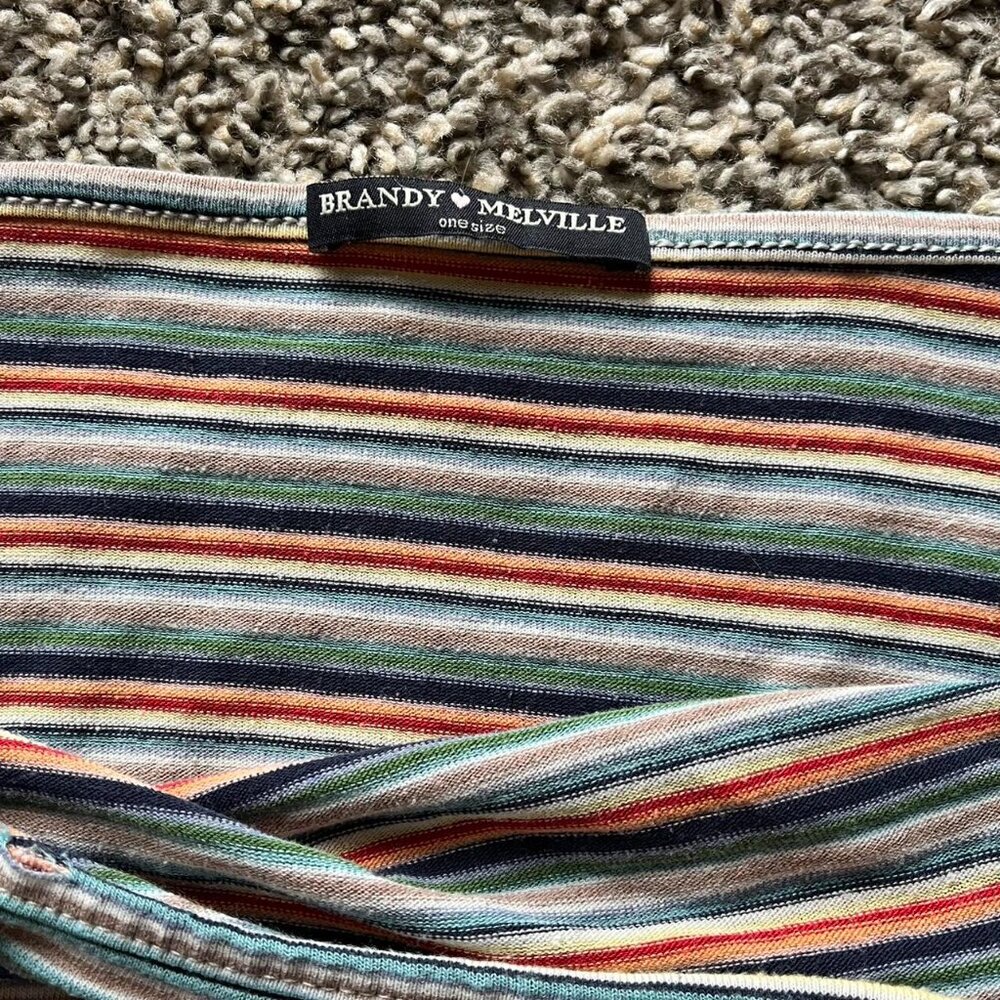 Brandy Melville Multicolored Striped Spaghetti Strap SM Tube Top Boho Festival - Picture 2 of 5